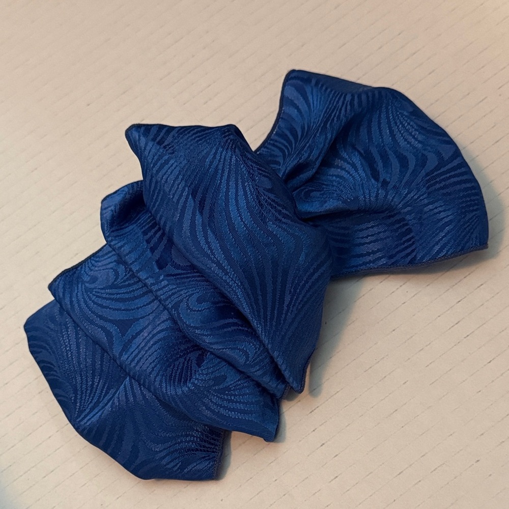 Royal Blue Patterned Satin Hair Bow